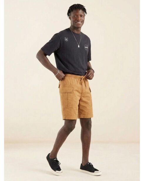 Beigefarbene Cargoshorts aus Baumwolle und Hanf