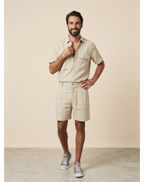 Pantaloncini beige Lavsjo Pinces 100% lino