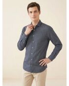 Chemise Slim Fit à imprimé fantaisie bleu foncé