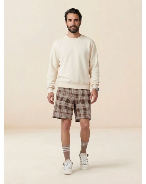 Reveal dunkelbraune karierte Shorts