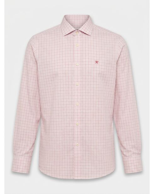 Mittelorangenes, dreifarbiges, schmal geschnittenes Gingham-Hemd
