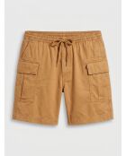 Beigefarbene Cargoshorts aus Baumwolle und Hanf