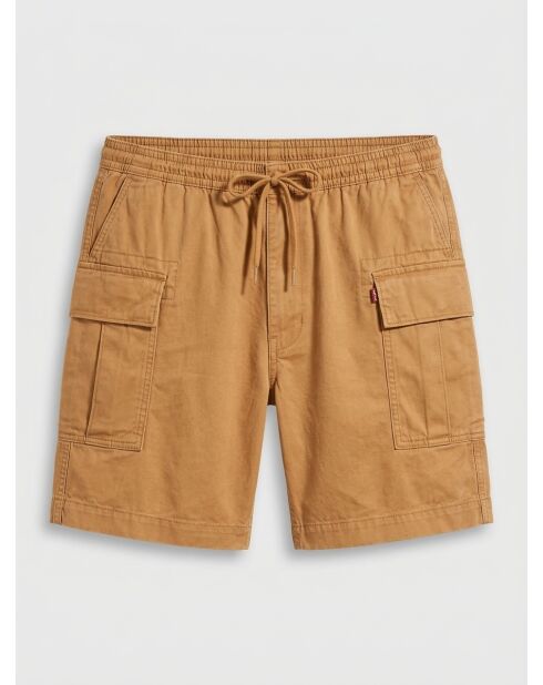 Beigefarbene Cargoshorts aus Baumwolle und Hanf