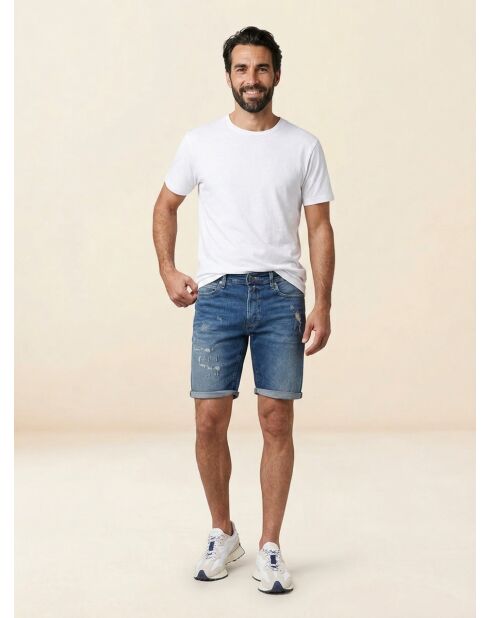 Pantaloncini in jeans blu medio Destroy