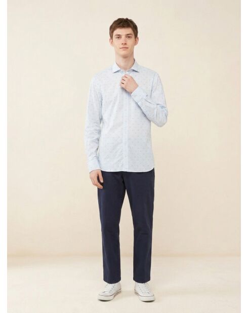 Slim Fit Mix Travel Hellblaues Druckhemd