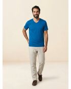 Sishev vintage blauw t-shirt van biologisch katoen met V-hals