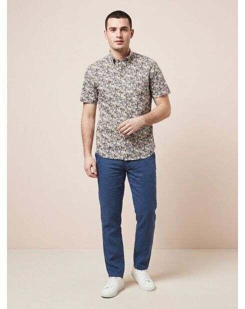 Chemise slim imprimée Sander beige/multicolore