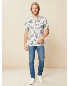 Chemise slim Slam à fleurs écru/bleu/rouge