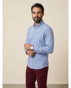 Camicia Slim Fit Wash blu con taglio a filo