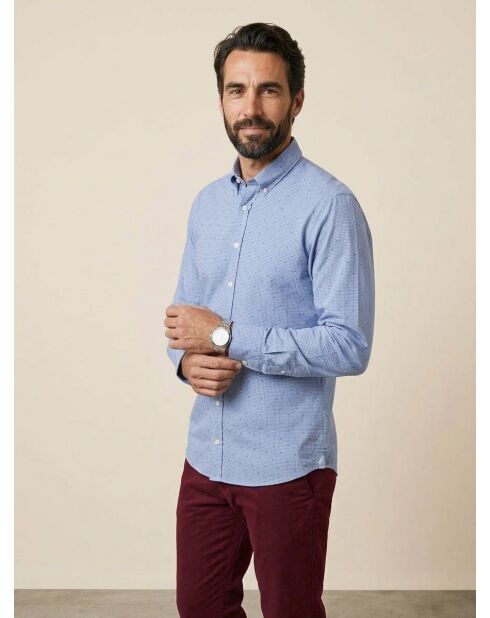 Chemise Slim Fit Wash fil coupé bleue
