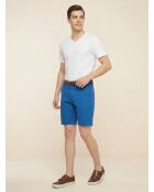 Short chino slim Popplin bleu
