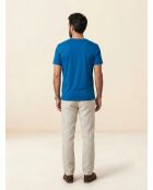 Sishev vintage blauw t-shirt van biologisch katoen met V-hals