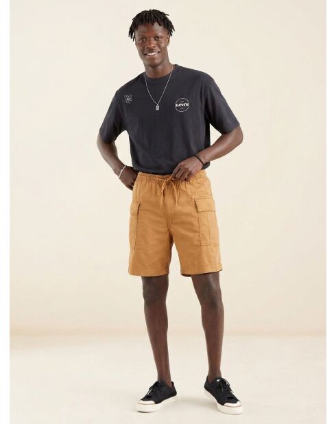 Beigefarbene Cargoshorts aus Baumwolle und Hanf