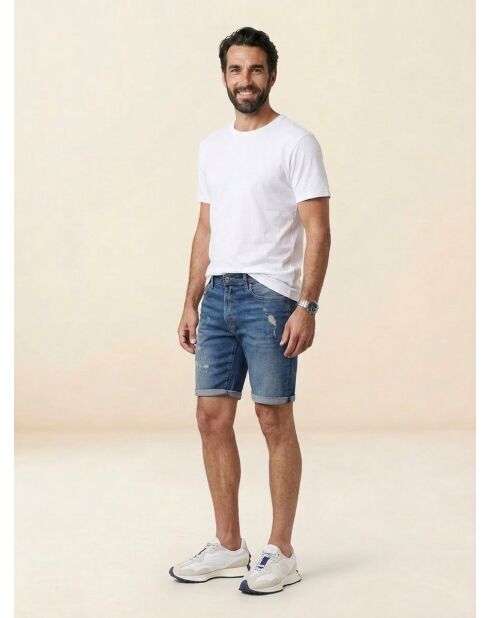 Pantaloncini in jeans blu medio Destroy
