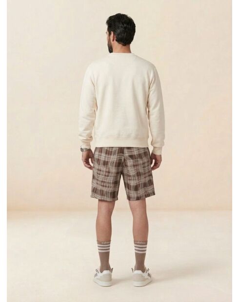 Reveal dunkelbraune karierte Shorts