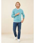 Jersey de cuello redondo azul Nachron 100% cachemir