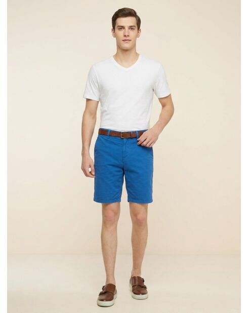 Pantaloncini chino slim blu Popplin