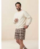 Reveal dunkelbraune karierte Shorts