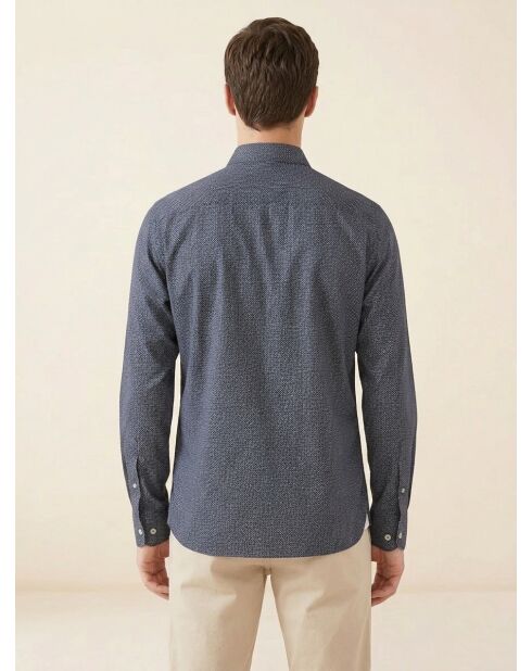 Chemise Slim Fit à imprimé fantaisie bleu foncé