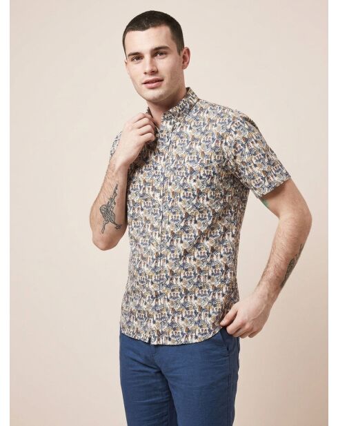 Chemise slim imprimée Sander beige/multicolore