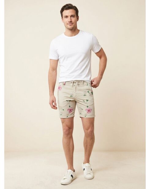 Pantalones cortos con estampado floral de bayas beige/multicolor