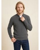 Pullover aus Wolle und Baumwolle mit grauen Knöpfen