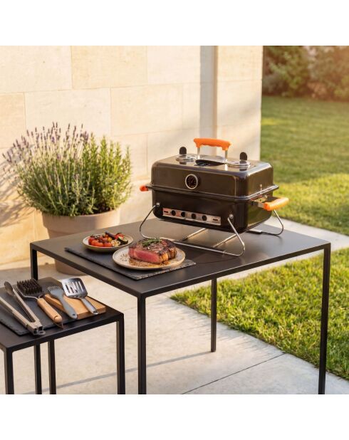 Schwarzer tragbarer Grill - 51x31,5x37,5 cm