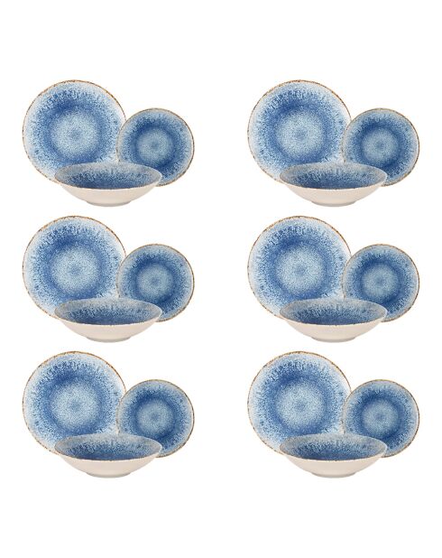 Rivage Azur, 18-teiliges Tafelset aus Porzellan, blau