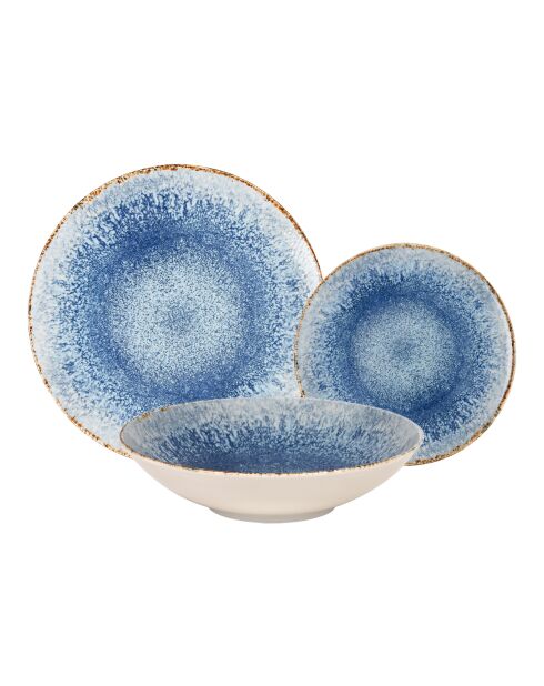 Rivage Azur, 18-teiliges Tafelset aus Porzellan, blau
