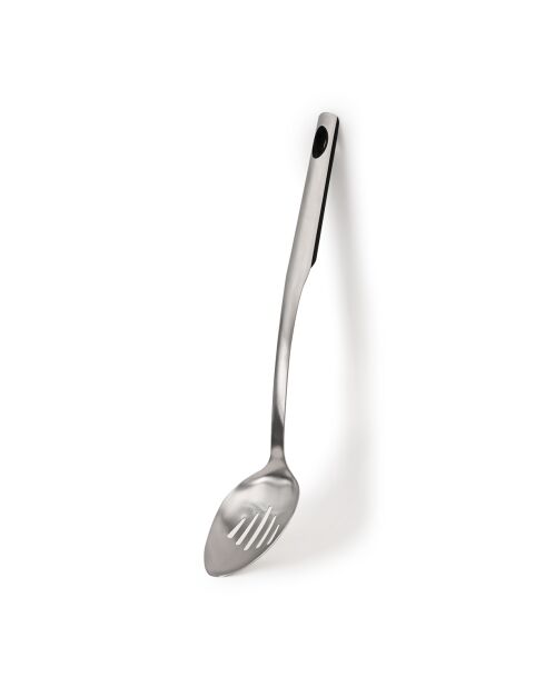 Cuchara perforada de 36 cm, utensilio plateado de acero inoxidable, 36,2x6,9x5,9 cm