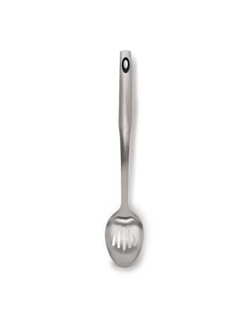 Cuchara perforada de 36 cm, utensilio plateado de acero inoxidable, 36,2x6,9x5,9 cm