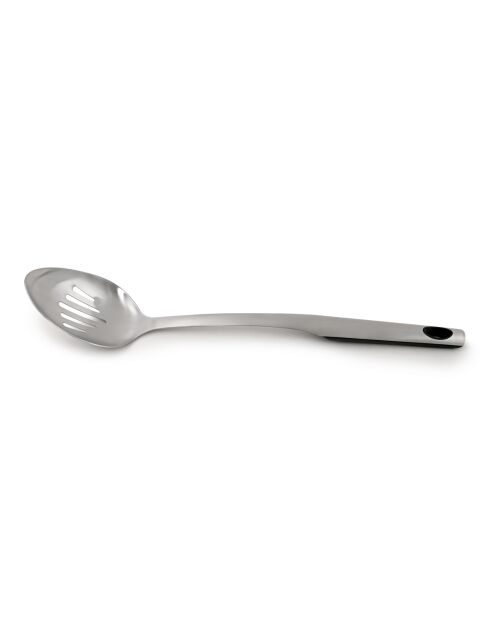Cuchara perforada de 36 cm, utensilio plateado de acero inoxidable, 36,2x6,9x5,9 cm