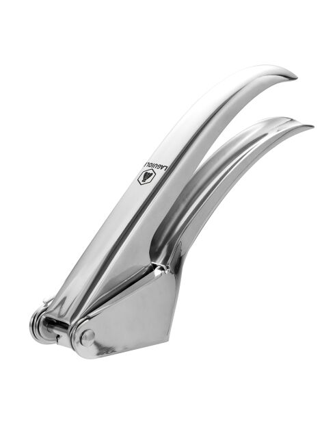 Exprimidor de ajos de 19 cm, acero inoxidable 18/8 plateado, 19 x 6 x 4 cm
