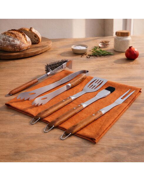 Set de 5 utensilios para barbacoa Sève silver - 4x42 cm/44 cm