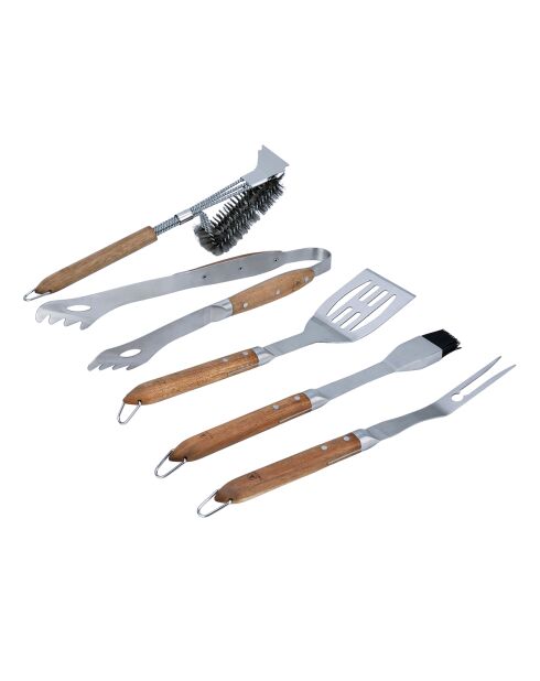 Set de 5 utensilios para barbacoa Sève silver - 4x42 cm/44 cm