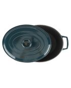 Cacerola ovalada de hierro fundido azul esmeralda y negro MasseIron, 33 x 26 x 12,5 cm