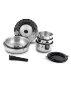 Set de 10 piezas removibles de acero inoxidable reactivo por inducción plateadas