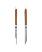 Set de 2 utensilios de barbacoa con cuchillo y tenedor Sève silver - 42/42,5 cm