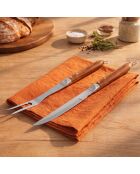 Set de 2 utensilios de barbacoa con cuchillo y tenedor Sève silver - 42/42,5 cm