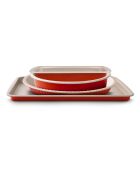 4-teiliges Set (26 cm Tarteform+28 cm Tarteform+38x28 cm Backblech+25 x 11 cm Kuchenform) Champagner/Terrakotta