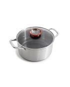 Maceta plateada triple de acero negro - 24 cm