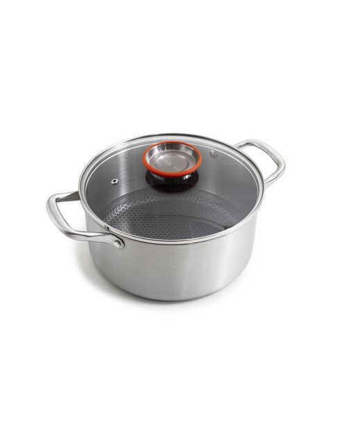 Maceta plateada triple de acero negro - 24 cm