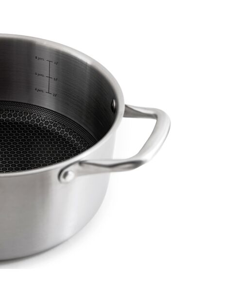 Maceta plateada triple de acero negro - 24 cm
