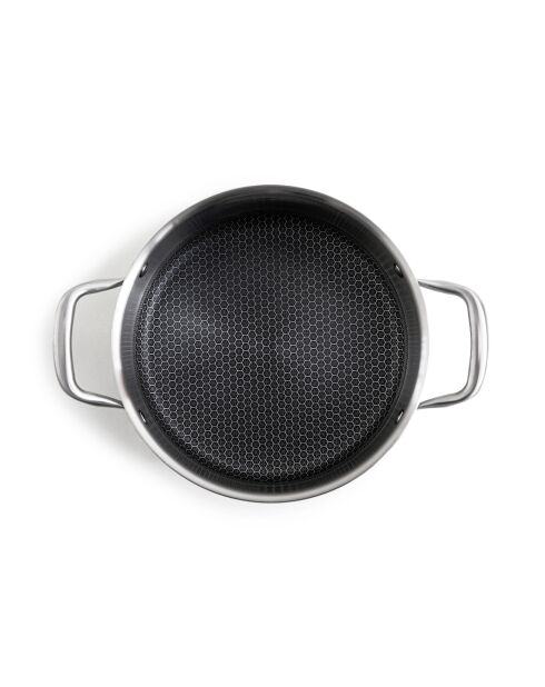 Maceta plateada triple de acero negro - 24 cm