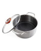 Maceta plateada triple de acero negro - 24 cm