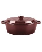 Cacerola MasseIron Merlot ovalada de hierro fundido burdeos y negro, 33 x 26 x 12,5 cm