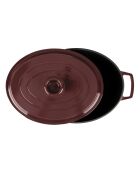 Cacerola MasseIron Merlot ovalada de hierro fundido burdeos y negro, 33 x 26 x 12,5 cm