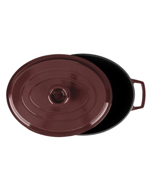 Cacerola MasseIron Merlot ovalada de hierro fundido burdeos y negro, 33 x 26 x 12,5 cm