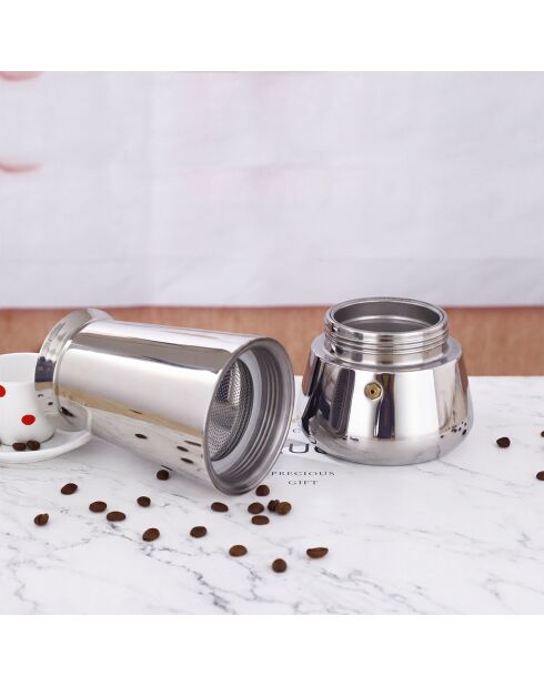 Cafetera italiana plateada - 200 ml