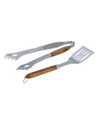Set 2 Grillbesteck, Spachtel und silberne Saftzange, 42/42 cm